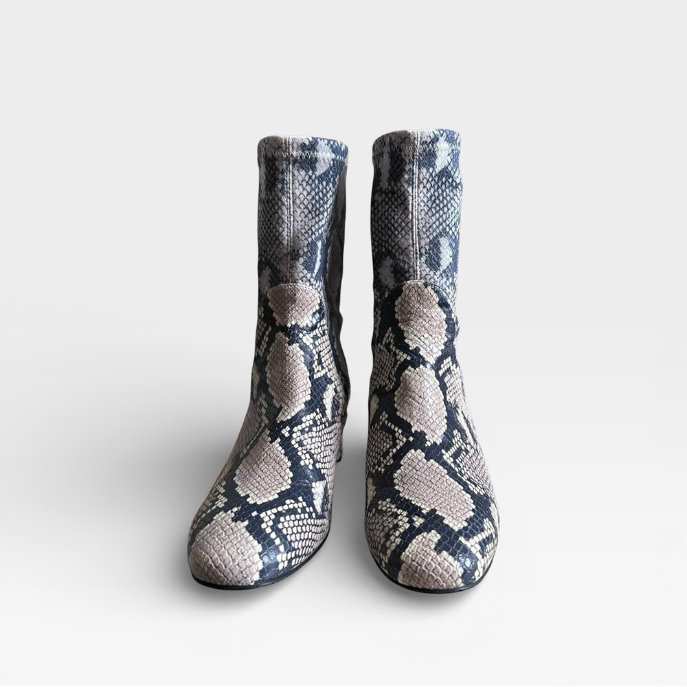 Stuart Weitzman Ernestine Python Print Sock Booti… - image 5